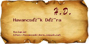 Havancsák Dóra névjegykártya